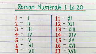 Roman numerals 1 to 20  Roman ginti 1 to 20  Roman Numbers 1 to 20 [upl. by Zelma41]