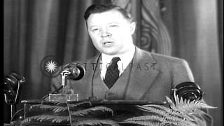 Labor Leader Walter Reuther speaks out against the TaftHartley Act HD Stock Footage [upl. by Oderfigis235]