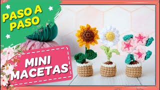 PASO A PASO Como HACER Mini MACETAS TEJIDAS 🌻🌼🌸 a crochet Fácil y Sencillo [upl. by Loreen]