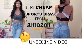 I TRY CHEAP SPORTS BRAS FROM AMAZON  UNBOXING VIDEO [upl. by Symons]