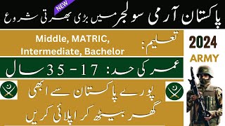 Pakistan Army Soldier Recruitment 2024  Unlimited Seats  Apply Now [upl. by Nogaem]