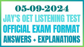 OET LISTENING TEST 05092024 oet oetexam oetnursing oetlisteningtest [upl. by Ahsimaj]