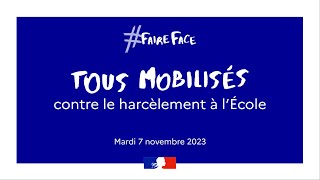 FaireFace Tous mobilisés contre le harcèlement à l’École 071123 [upl. by Harewood291]