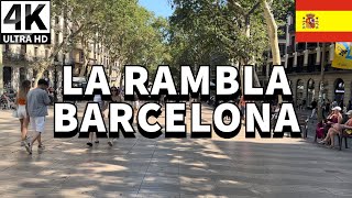 4K La Rambla 🇪🇸 Barcelona Spain  Walking Tour Summer 2023 thecphwalker [upl. by Liza291]