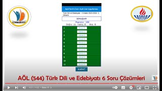 AÖL 546 Türk Dili ve Edebiyatı 6 Dersi 201819  1 Dönem Soru Çözümleri [upl. by Ardnuaed]