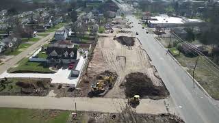 Drone view of Rt 62 realignment project and Amazon construction Canton Ohio April 2022 [upl. by Ettenawtna]