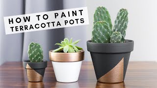 How to Paint Terracotta Clay Pots Using Acrylic Paint or Spray Paint [upl. by Dammahum]