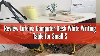 Review Lufeiya Computer Desk White Writing Table for Small Spaces Home Office 39 Inch Modern Study [upl. by Asilat]