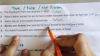 IELTS READING TIPS ampTRICKS  Alfred Nobel ielts reading answers  true false not given recent exam [upl. by Akkin]