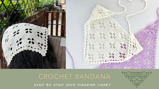 Crochet Bandana  Hair Scarf With Pattern [upl. by Negaem]