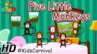 Five little monkeys  Children English Nursery Rhyme with Lyrics Subtitles and Action [upl. by Nerrual]