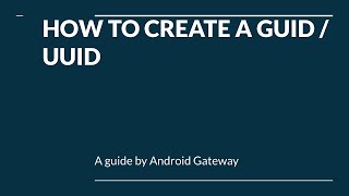 HOW TO CREATE A GUID  UUID [upl. by Aiksas]