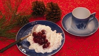 Danish Christmas Rice Pudding with Cherry Sauce Dessert Recipe Risalamande med kirsebærsauce [upl. by Reisinger]