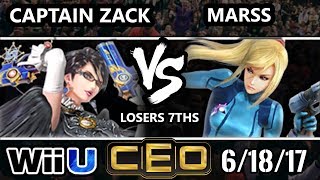 CEO 2017 Smash 4  P1  CaptainZack Bayonetta vs Marss ZSS WiiU Loser’s Sevenths [upl. by Tann]