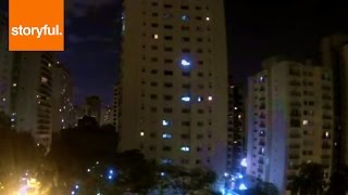 São Paulo Neighborhood Erupts in Cheers When Brazil Scores [upl. by Elenaj]