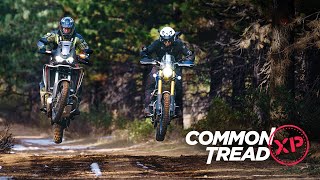 Motorcycles Snow Mountains Honda Africa Twin 1100 vs Triumph Scrambler 1200 XE  Common Tread XP [upl. by Anyale]