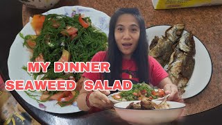 Making A Seaweed Salad and mukbang Dinner MARGIETV [upl. by Elleb]