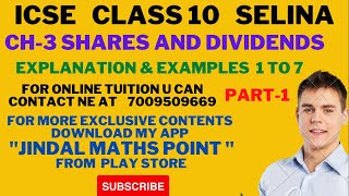 Ch3 Shares and Dividends Examples 17 From Selina Concise For ICSE Class 10 Math jindalmathspoint [upl. by Alanson]