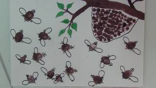 Bees and the Beehive  Thumb Impression Painting  Fingerprint Art  Thumb Printing  Thumb Painting [upl. by Robyn]