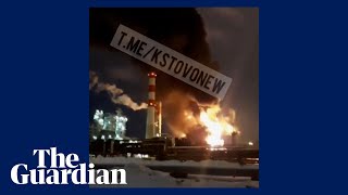 Russian oil facility on fire after Ukrainian drone strikes [upl. by Karon]