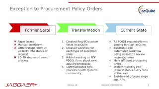 Queens University Procurement presentation for Jaggaer 2019 [upl. by Ashla]