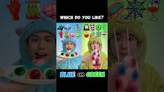 Blue VS Green Food Halloween Mukbang ASMR 🥵 asmr mukbang [upl. by Dumond]