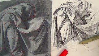 Pen and Ink Drawing Tutorials  How to draw drapery like Leonardo da Vinci [upl. by Llorrad]