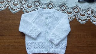 91 16ins Border Lace Baby Jacket Full Tutorial Sheilas Just Knitting [upl. by Prochora]