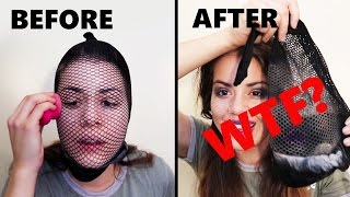 Full Face Of MakeUp Through A Fishnet Stocking NEW CHALLENGE [upl. by Sivrahc]