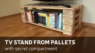 How To Make a TV Stand From Pallets With Secret Storage [upl. by Blayze]