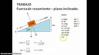 Trabajo de una fuerza en plano inclinado [upl. by Whipple]