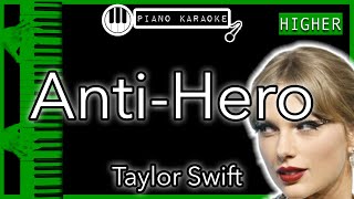 AntiHero HIGHER 3  Taylor Swift  Piano Karaoke Instrumental [upl. by Naugal]