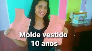 Como fazer molde pala de vestido infantil tamanho 10 anos [upl. by Naesad]