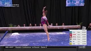 Brehanna Showers Oklahoma 2018 Nationals Semifinals Beam 98 [upl. by Sollars800]