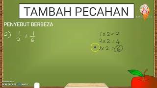 MATEMATIK TAHUN 3  TAMBAH PECAHAN  PENYEBUT SAMA  PENYEBUT BERBEZA [upl. by Anirehs869]