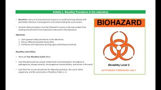 Activity 1 Biosafety Procedures in the Laboratory [upl. by Mehetabel]