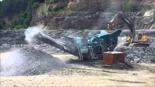 Powerscreen Premiertrak 600 crushing granite in North Carolina [upl. by Tnahsarp]