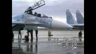 Sukhoi Su27 Flankers visit Grand Forks AFB [upl. by Anirrehs901]