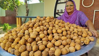 AKHROT KA HALWA MAKING  Veg Village Food [upl. by Leakim380]