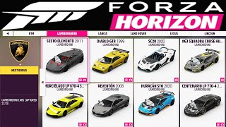 FORZA HORIZON 5  ALL CARS LIST 2024  ALL DLC 4K [upl. by Sirovaj]