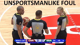 Unsportsmanlike fouls C1C2C3C4 at FIBA World Cup 2023 [upl. by Ydnamron]