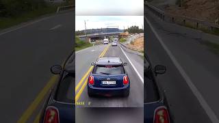 Mini Cooper Brake Checked To a Semi Truck  Brake Check Gone Wrong 😂 baddrivers fails [upl. by Elorac]