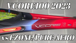 YONEX VCORE100 2023年モデル インプレ vs EZONE／PURE AERO [upl. by Enilemme]