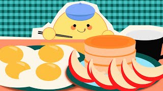 mukbang animation  pancake apple egg and coffee 🥞 🍎 🍳 ☕ [upl. by Waite]