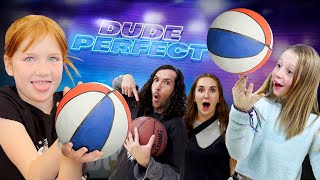 DUDE PERFECT HQ with FRiENDS Adley amp Nastya trick shot challenge at our Vidsummit youtuber party [upl. by Paddie754]