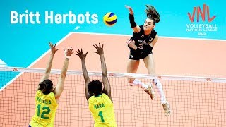 Britt Herbots  Powerful Volleyball SPIKES  Womens VNL 2019 [upl. by Filippa]