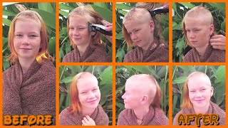 Cute Girl Lotus Gets Half Headshave By Her Mum [upl. by Orofselet]