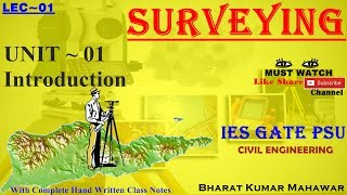 Surveying Lec 01 U1 Introduction by Bharat Kumar Mahawar [upl. by Enala]