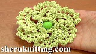 Crochet Spiral 6Petal Flower Part 1 of 2 [upl. by Anuahc]