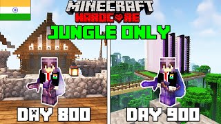 I Survived 900 Days in Jungle Only World in Minecraft Hardcorehindi [upl. by Lydnek]